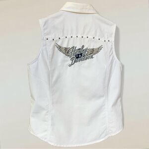 Harley Davidson Women's Pearl Snap Sleeveless Shirt Tank